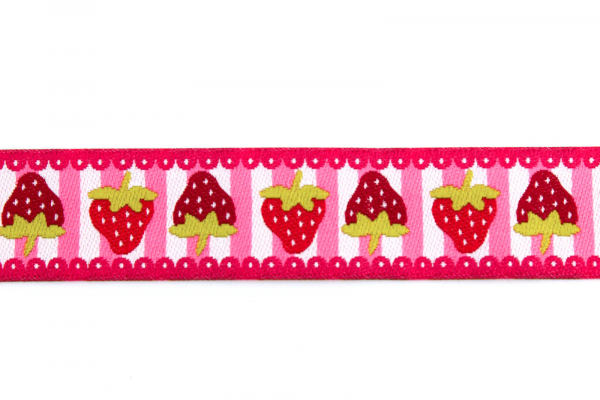 Webband Erdbeeren rosa (1 m)